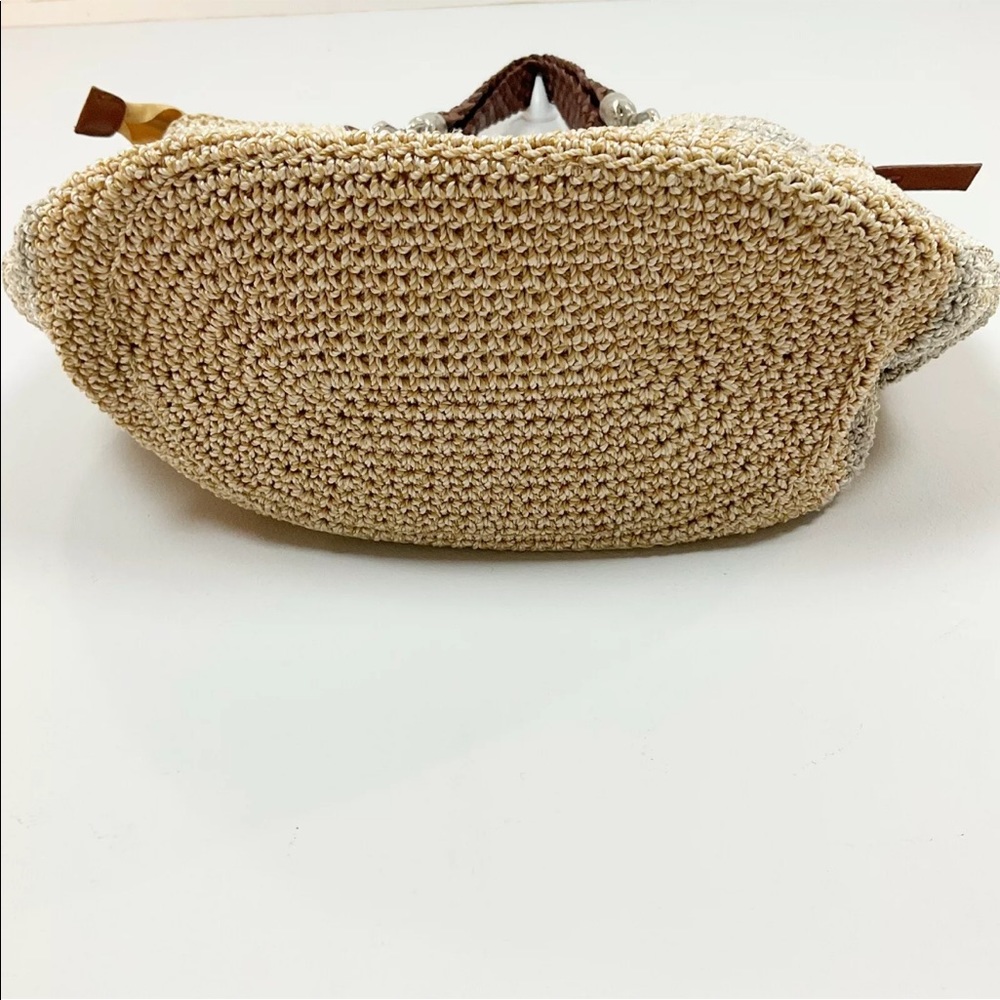 The Sak Neutral Striped Crochet Shoulder Bag Purse - Picture 3 of 5